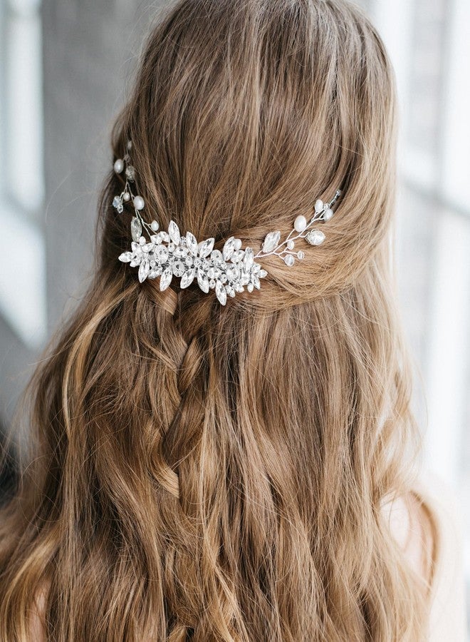 CYUXING 7Pcs Silver Leaf-Shaped Rhinestone Hair Clip for Brides, Wedding Hair Accessories for Women Shiny Clips for Bride, Wedding Crystal Hairpin Decorations Supplies for Graduation Ceremonies - Image 4